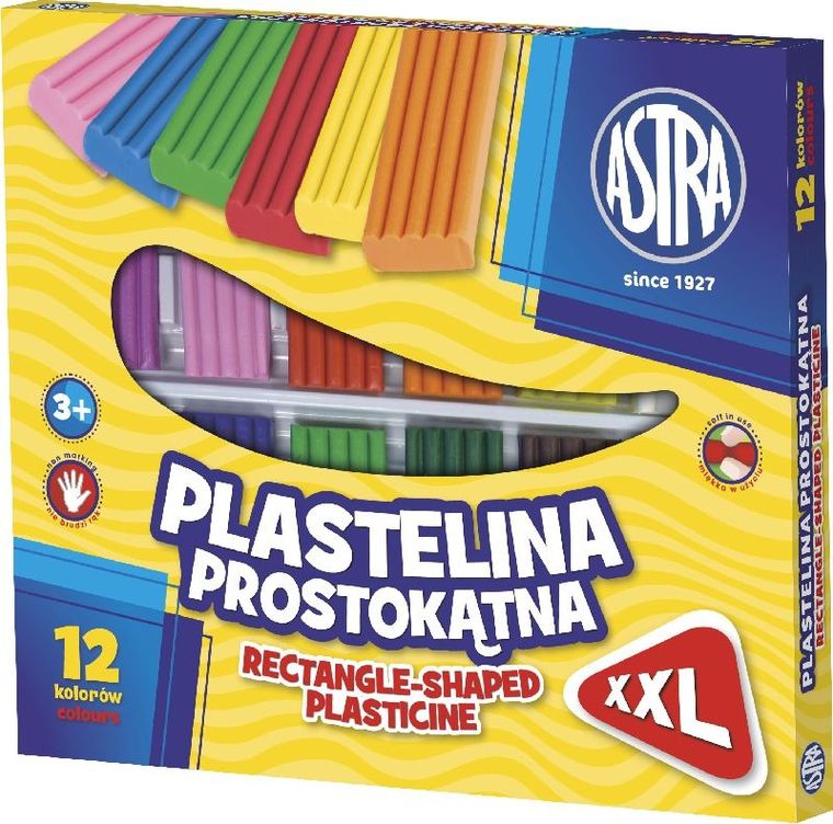 Astra, plastelina szkolna, prostokątna, 12 kolorów
