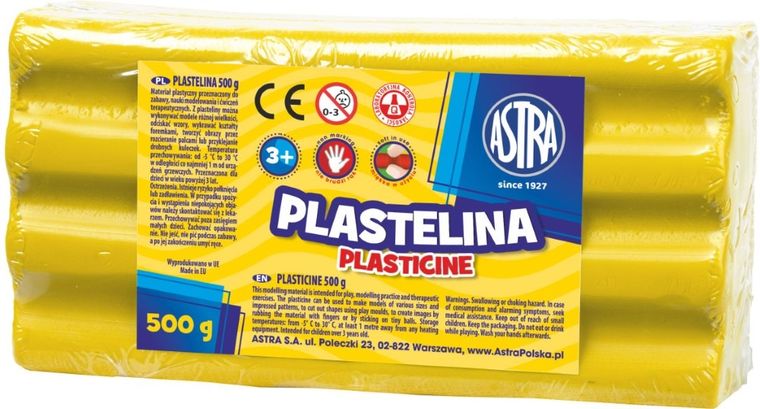 Astra, plastelina,żółta, 500g