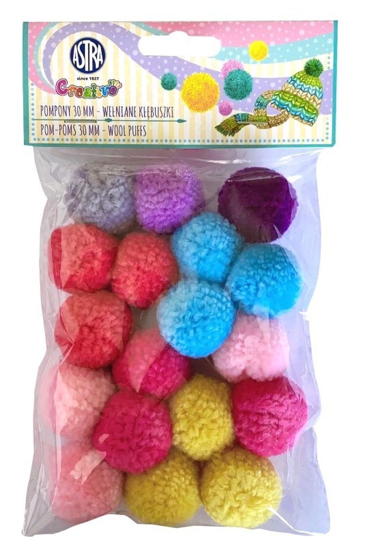 Astra, pompony, wełniane kłębuszki, 30 mm