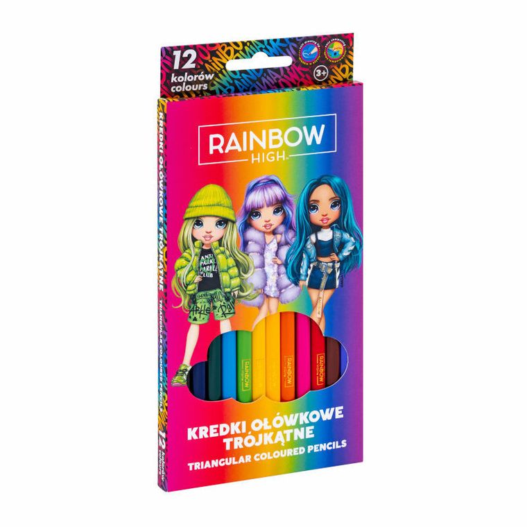 Astra, Rainbow High, kredki ołówkowe, trójkątne, 12 kolorów