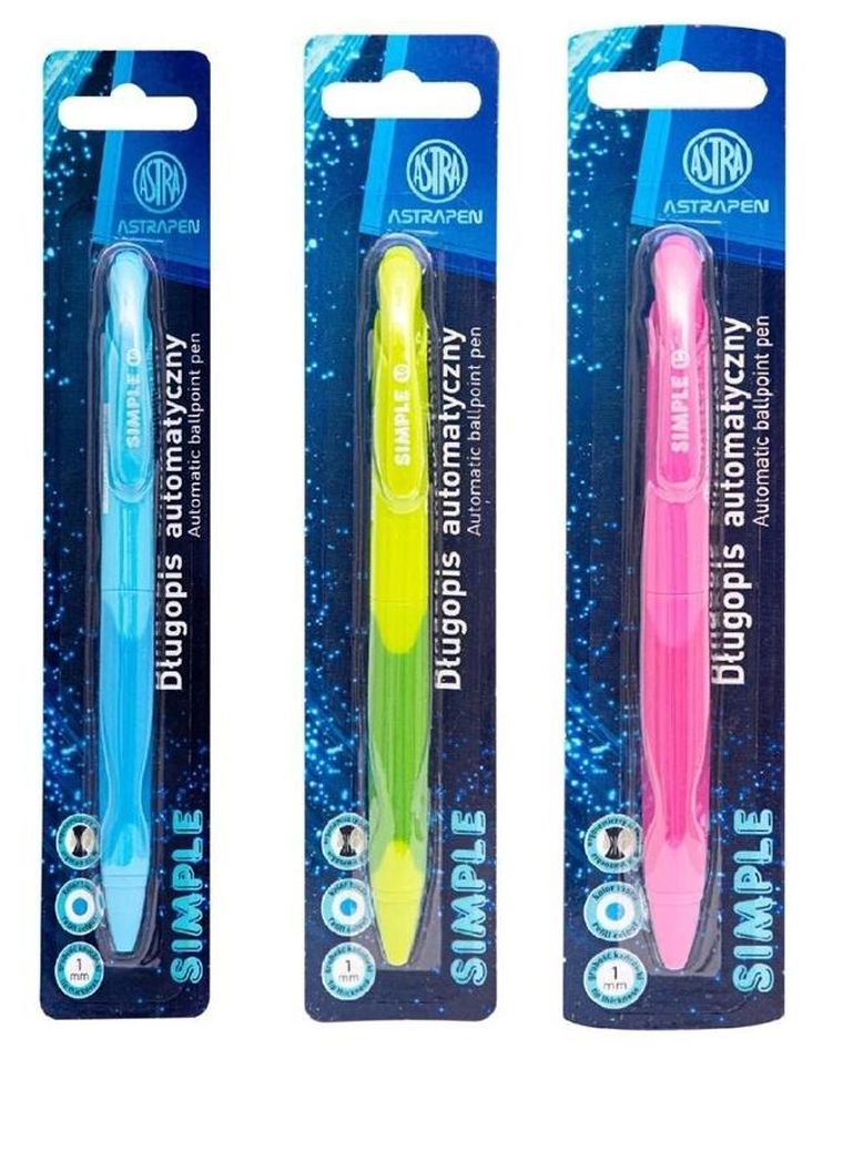 Astra, Simple, długopis automatyczny, 1 mm