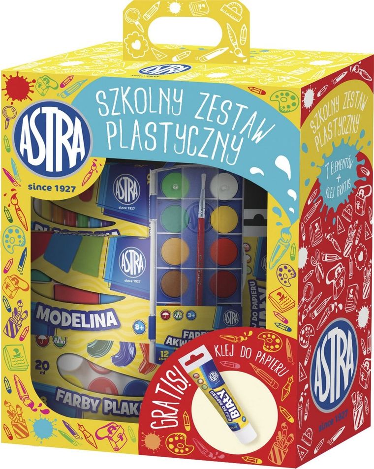 Astra, szkolny zestaw plastyczny, klej gratis