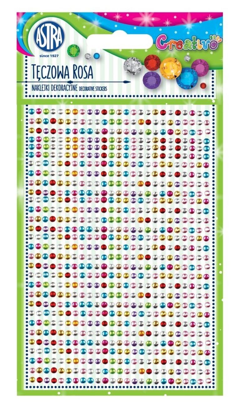 Astra, Tęczowa rosa, naklejki dekoracyjne, kryształki, kolorowe