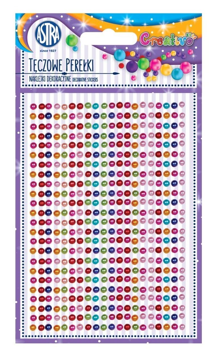 Astra, Tęczowe perełki, naklejki dekoracyjne, kolorowe, perełki