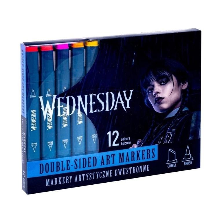 Astra, Wednesday, markery trójkątne, dwustronne, 12 kolorów
