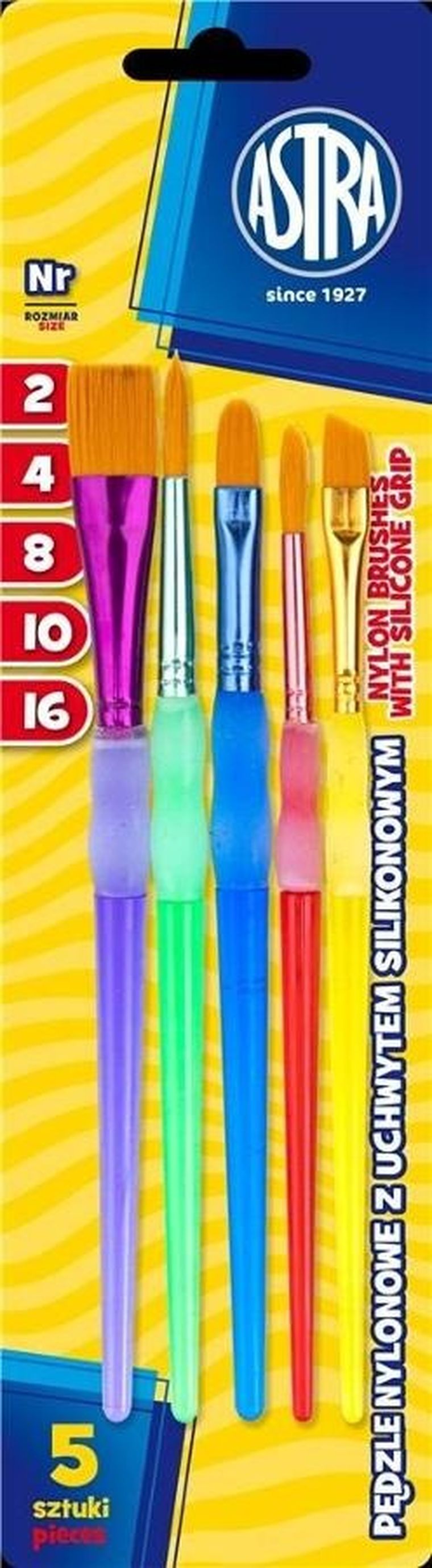 Astra, zestaw pędzli nylonowych, 5 szt.