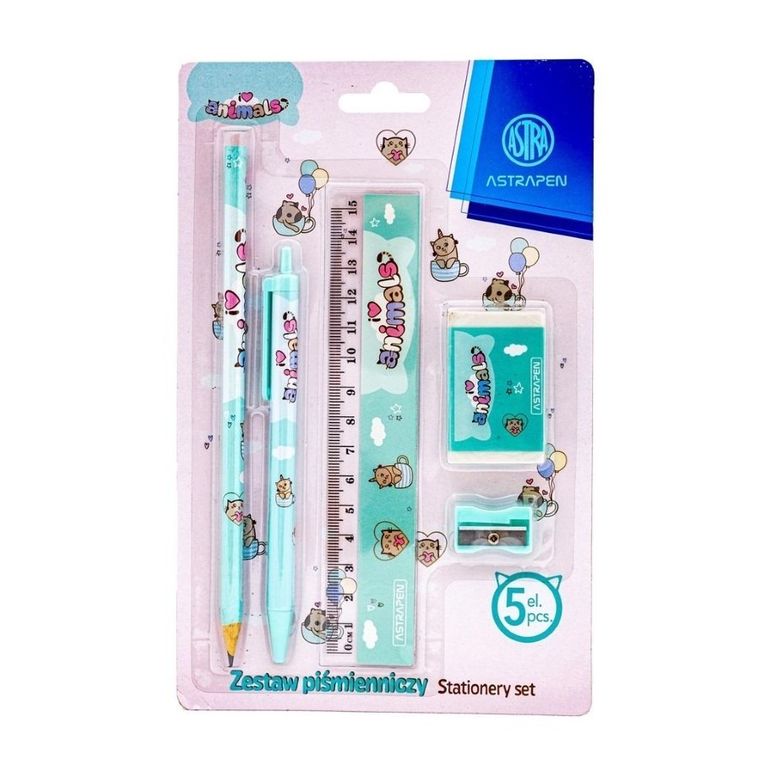 Astra, zestaw piśmienniczy, animals, 5 elementów