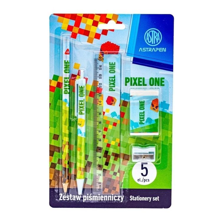 Astra, zestaw piśmienniczy, pixel, 5 elementów