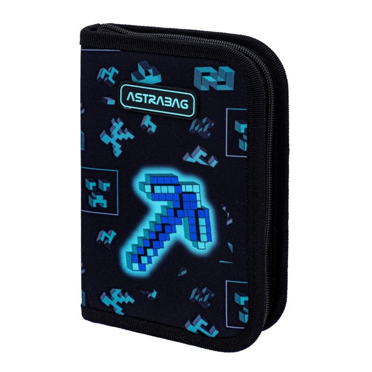 Astrabag, piórnik rozkładany, pojedynczy, z wyposażeniem, Dark Pixel