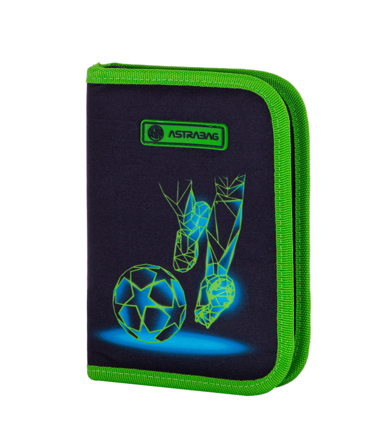 Astrabag, piórnik rozkładany, pojedynczy, z wyposażeniem, Football Motion