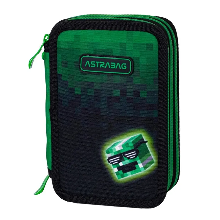 Astrabag, piórnik rozkładany, potrójny, z wyposażeniem, Pixel Hero