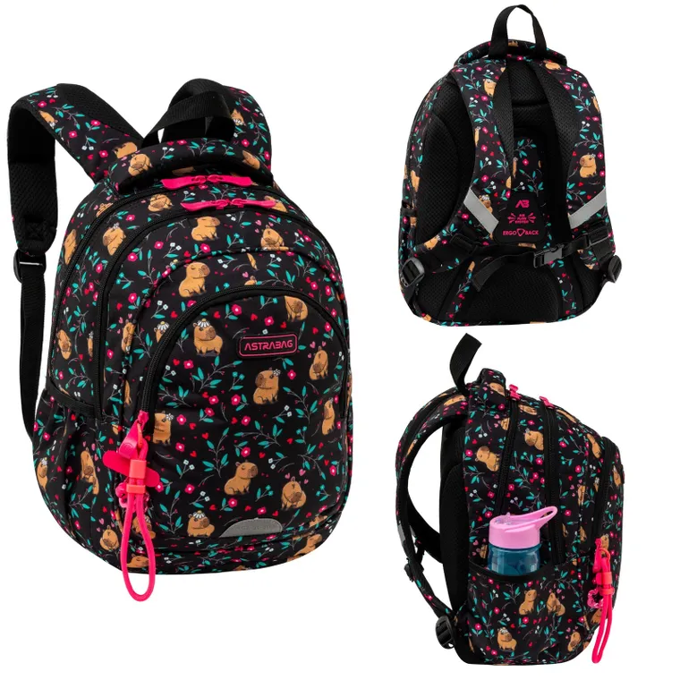 Astrabag, plecak szkolny, 3-komorowy, Flower Capy