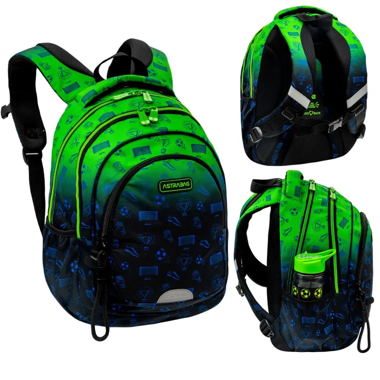 Astrabag, plecak szkolny, 3-komorowy, Ombre Football