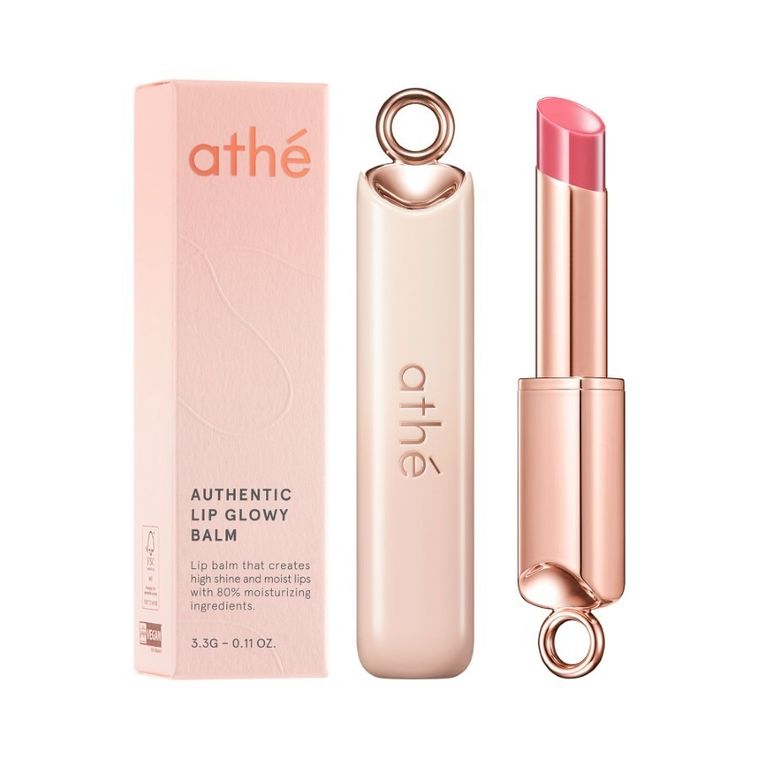 Athe, Authentic Lip Glowy Balm, balsam do ust, wegański, 01 baby, 3.3g