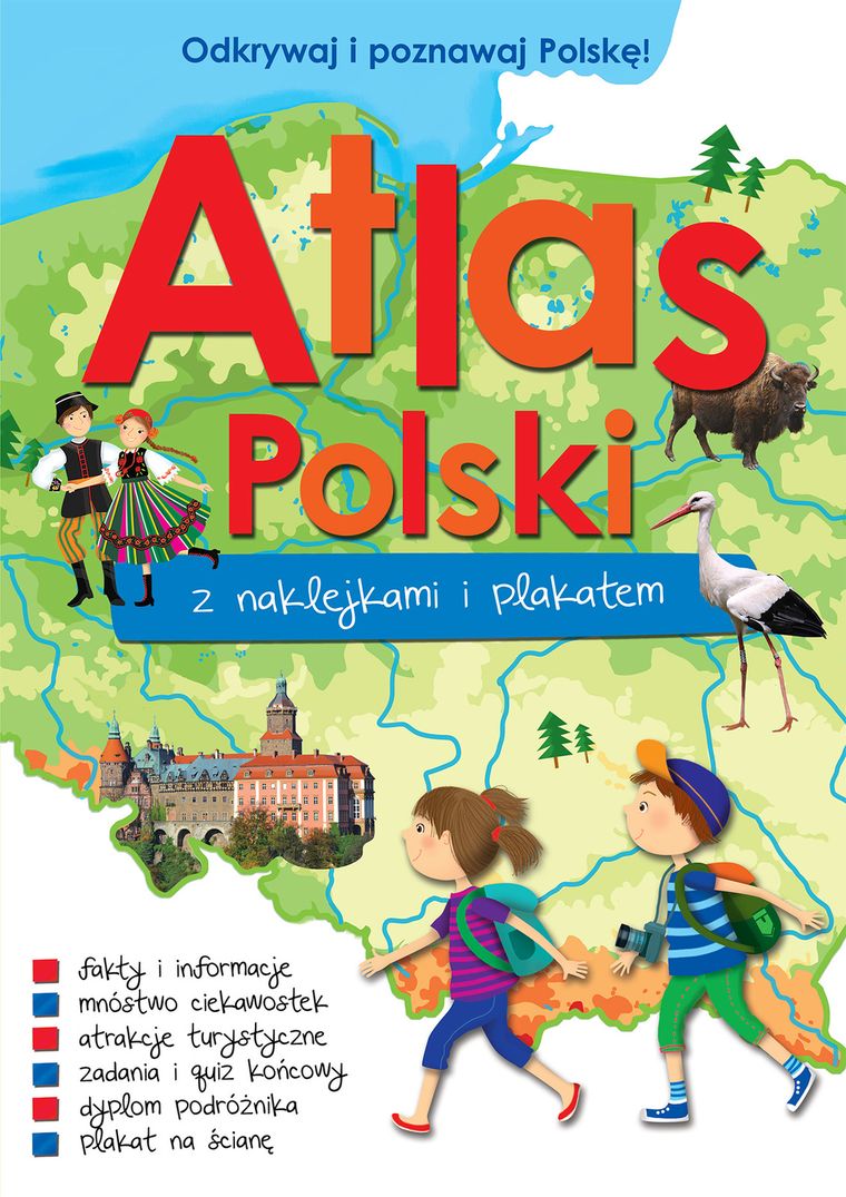 Atlas polski z naklejkami i plakatem
