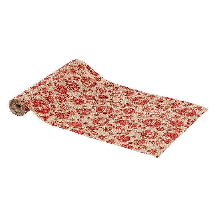 Atmosphera, bieżnik, świąteczny wzór, juta, 28-300 cm