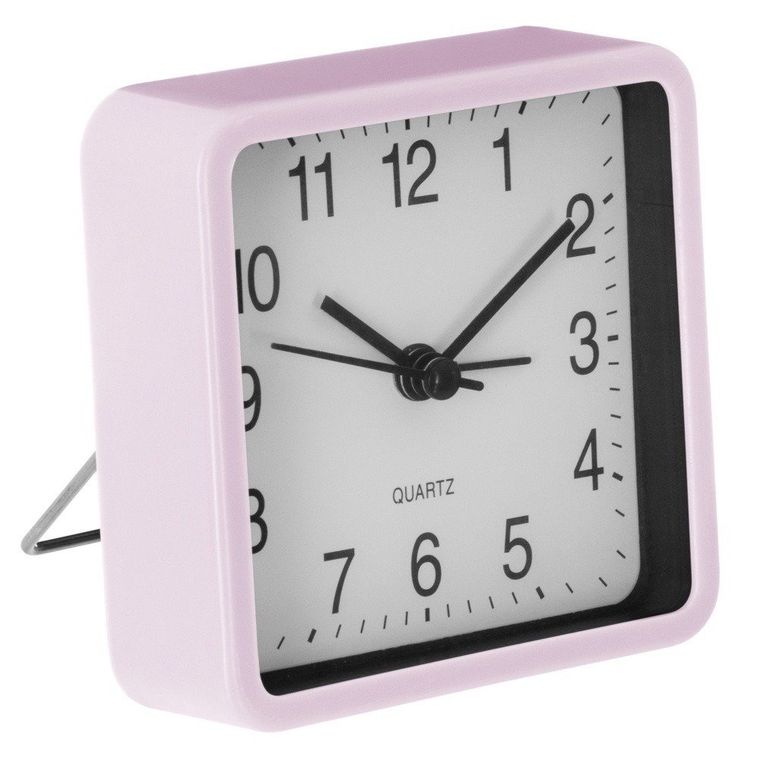 Atmosphera, cichy zegar stołowy do sypialni, budzik z mechanizmem QUARTZ, różowy