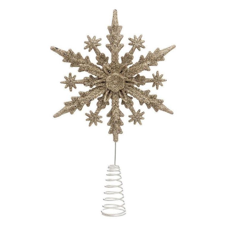 Atmosphera, czubek na choinkę, brokatowy płatek śniegu, 22 cm