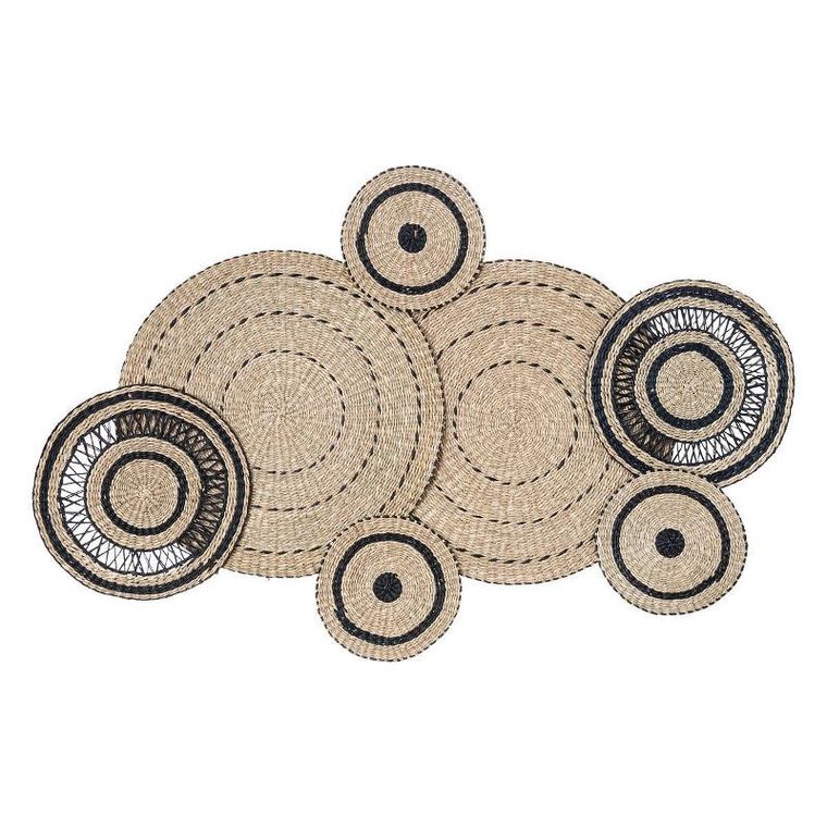 Atmosphera, dekoracja ścienna boho, koła ze słomy, 115-72 cm