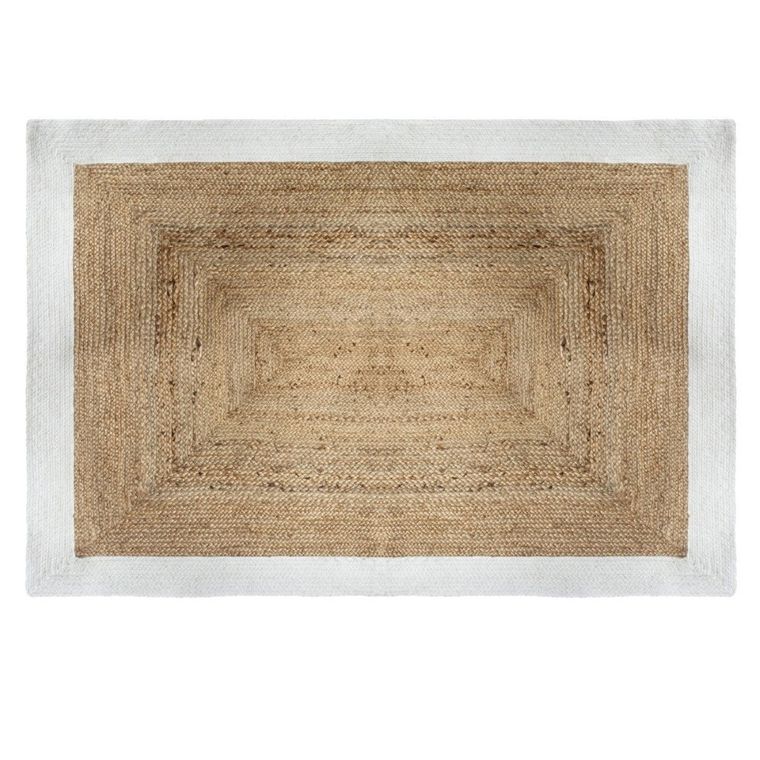 Atmosphera, dywan z juty prostokątny, 120-170 cm, z białym obramowaniem