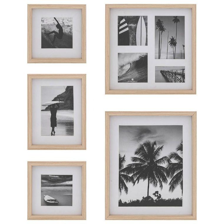 Atmosphera, Erin, zestaw ramek na zdjęcia, kolor dębowy, 5 ramek różnej wielkości