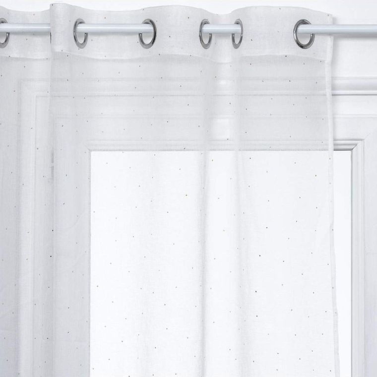 Atmosphera, firanka do salonu, biała, nadruk złote kropki, 140-240 cm