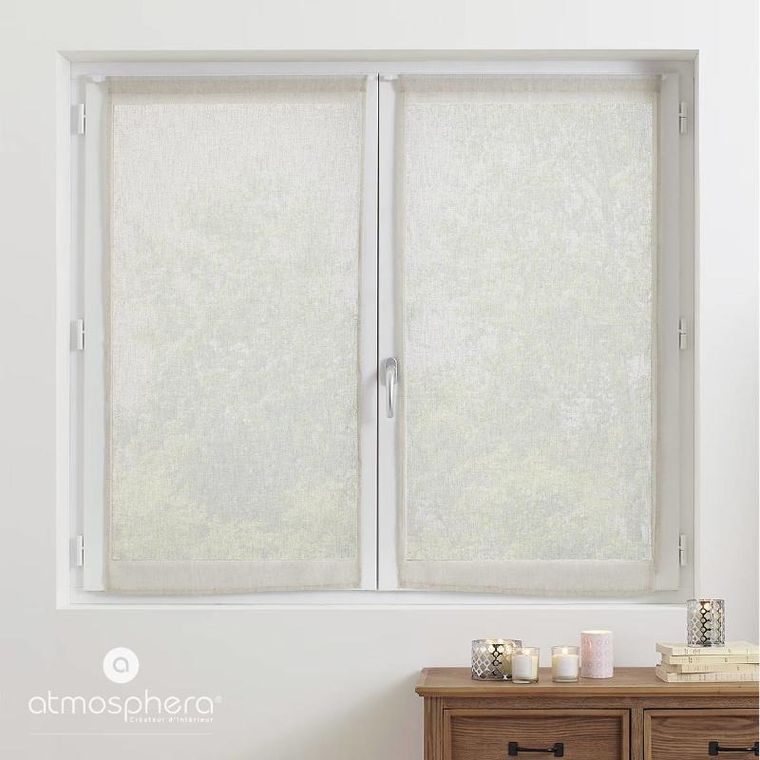 Atmosphera, firanki do kuchni krótkie, efekt lnu, 100% poliester, 60-120 cm, 2 szt.