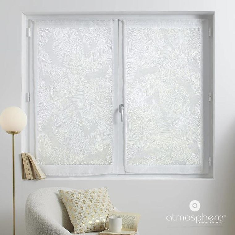 Atmosphera, firanki kuchenne krótkie, Leaf, wzór liści, 2-60-120 cm