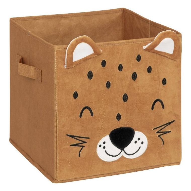 Atmosphera for kids, pojemnik na zabawki z uszkami, leopard, 29-29-29 cm