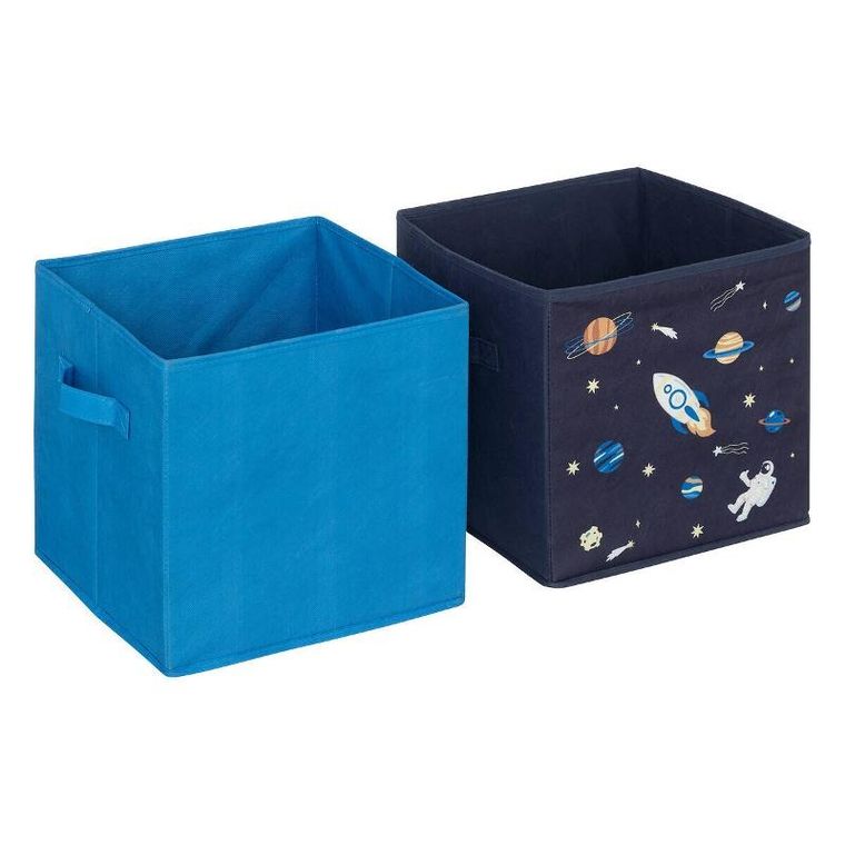 Atmosphera for kids, pudełka na zabawki do regału typu kallax, Space, 2 szt., 29-29-29 cm