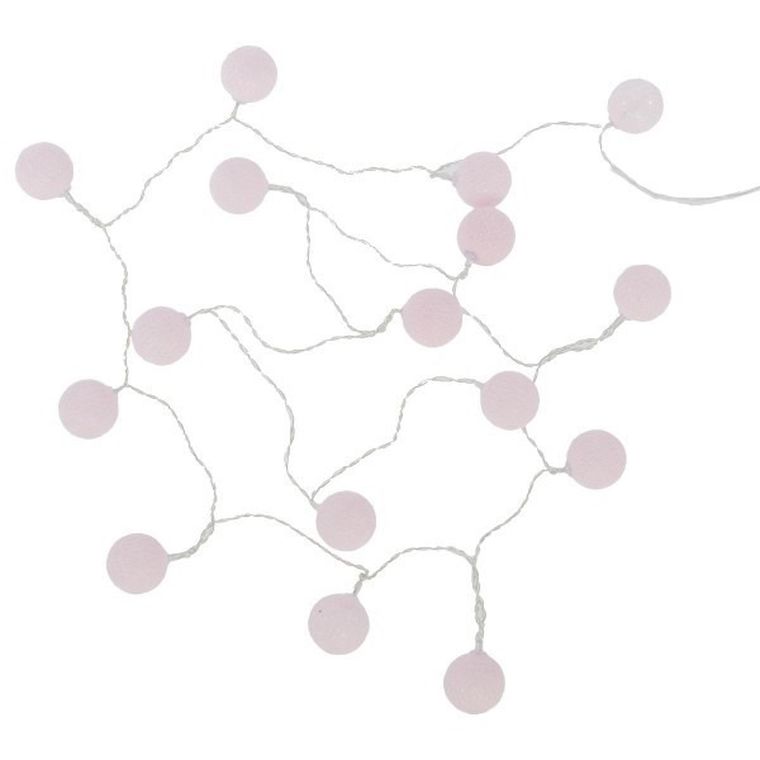 Atmosphera, girlanda led cotton balls, 16 lampek, 240 cm, różowa