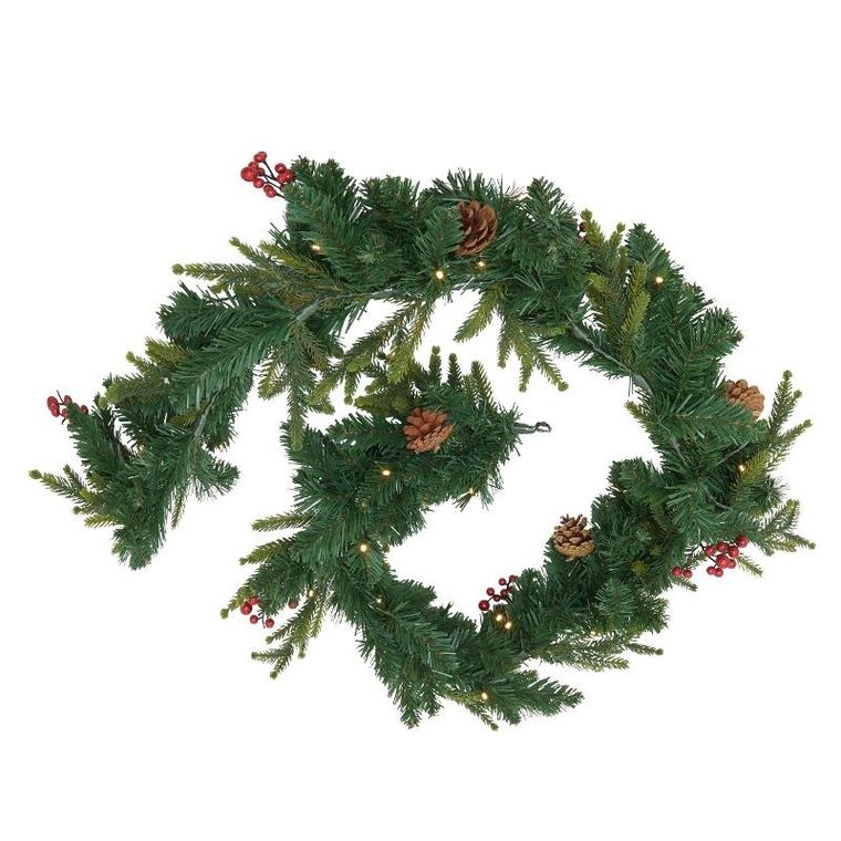 Atmosphera, girlanda świąteczna, choinka z jagodami i szyszkami, 180 cm