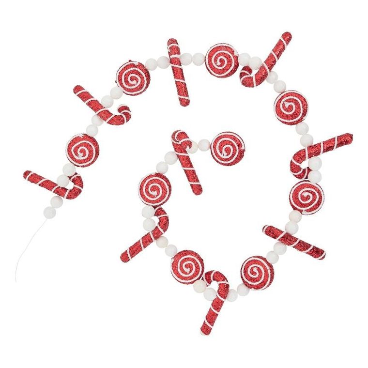 Atmosphera, girlanda świąteczna z czapkami mikołaja i laskami cukrowymi, 180 cm