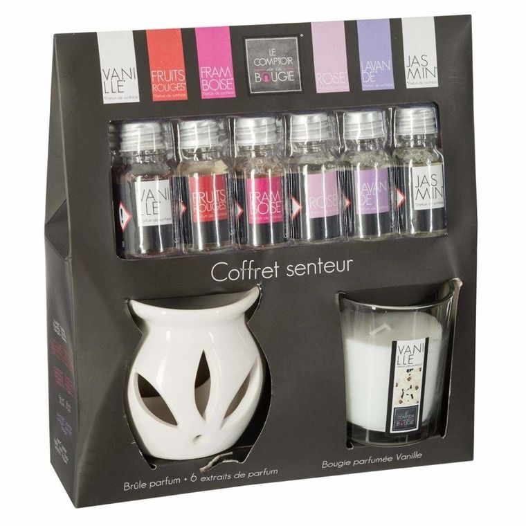 Atmosphera, kominek zapachowy z zestawem 6 olejków + świeca o zapachu wanilii