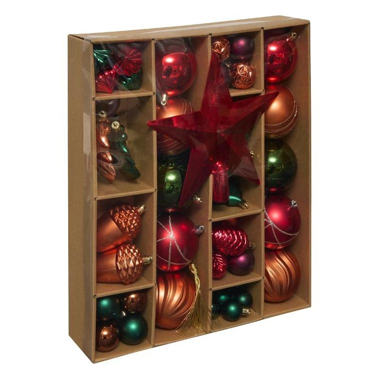 Atmosphera, komplet bombek i ozdób świątecznych, 60 szt.