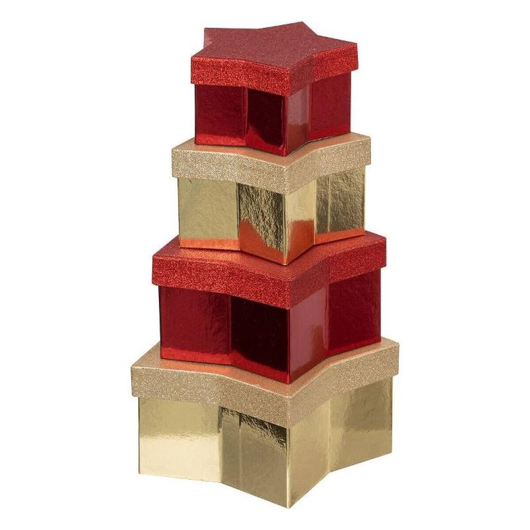 Atmosphera, komplet pudełek na prezenty w kształcie gwiazdy, 4 szt.