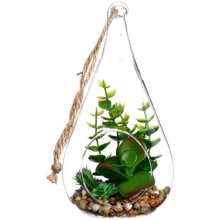 Atmosphera, kompozycja kwiatowa w szkle, grubosz, 19,5 cm