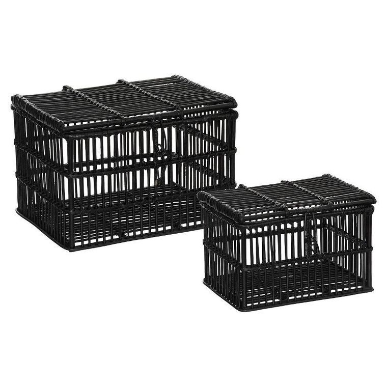 Atmosphera, koszyki dekoracyjne rattanowe, czarne, 3 szt.