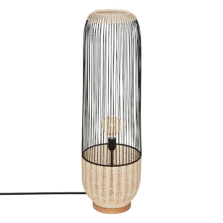 Atmosphera, lampa podłogowa boho anea, rattan i metal, wys. 95 cm