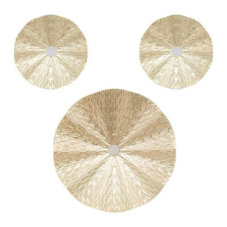 Atmosphera, Leslie, metalowe dekoracje ścienne, złote, 3 szt.