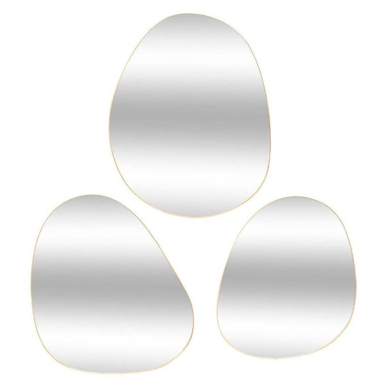 Atmosphera, Lida, lustra o nieregularnych kształtach, w złotych ramach, 3 szt.