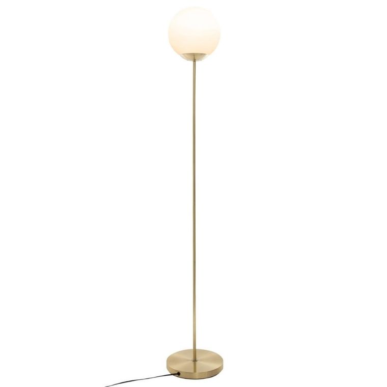 Atmosphera, metalowa lampa stojąca z okrągłym kloszem, złoty, 134 cm