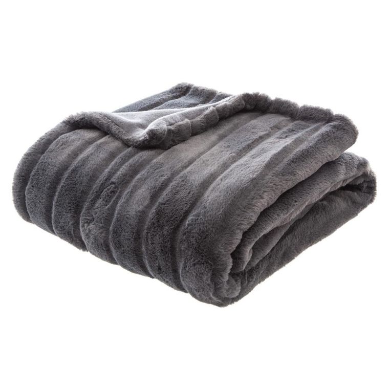 Atmosphera, narzuta na łóżko, ciemnoszara 180-230 cm, futrzana faktura