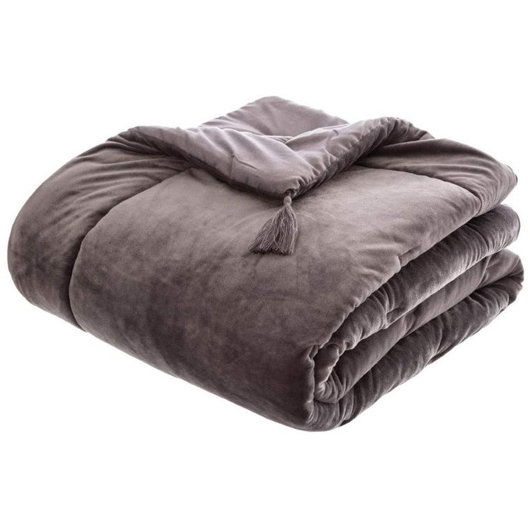 Atmosphera, narzuta na łóżko, welurowa, 80-180 cm, szara