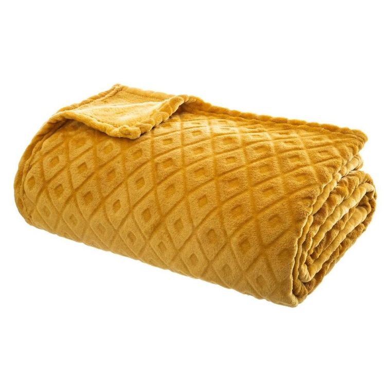 Atmosphera, narzuta pled 3D, Losan, żółta, 180-230 cm