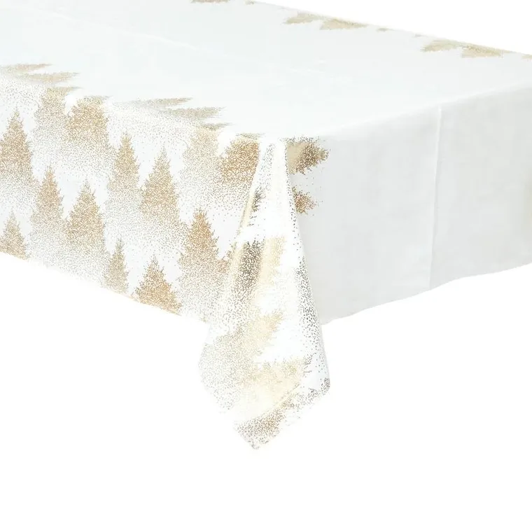 Atmosphera, obrus z motywem świątecznym złote choinki, 140-240 cm