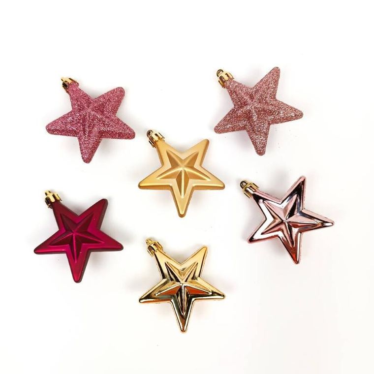 Atmosphera, ozdoby choinkowe, gwiazdki z tworzywa sztucznego, 6 szt.