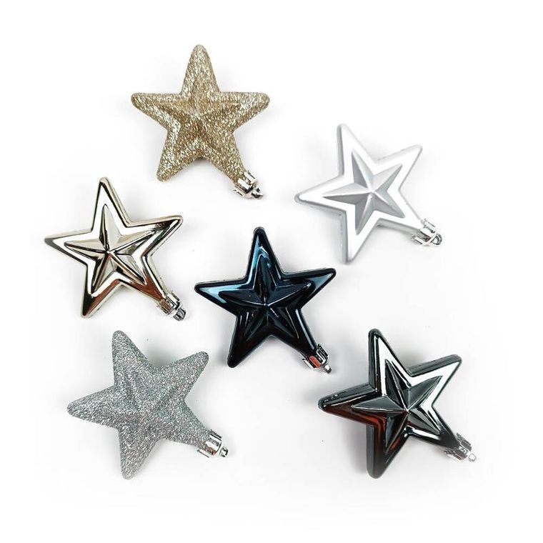 Atmosphera, ozdoby choinkowe, gwiazdki z tworzywa sztucznego, 6 szt.