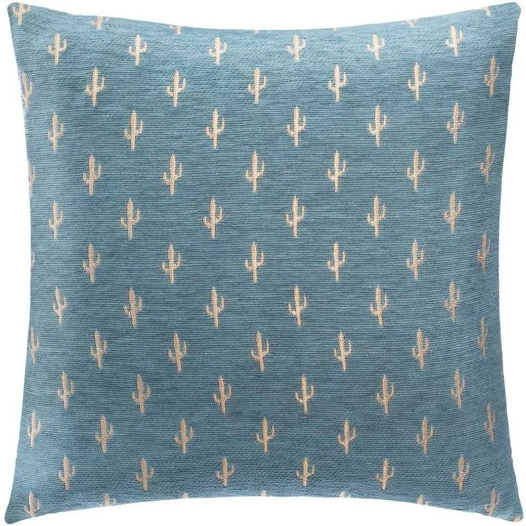 Atmosphera, poszewka dekoracyjna w kaktusy, 40-40 cm, niebieska