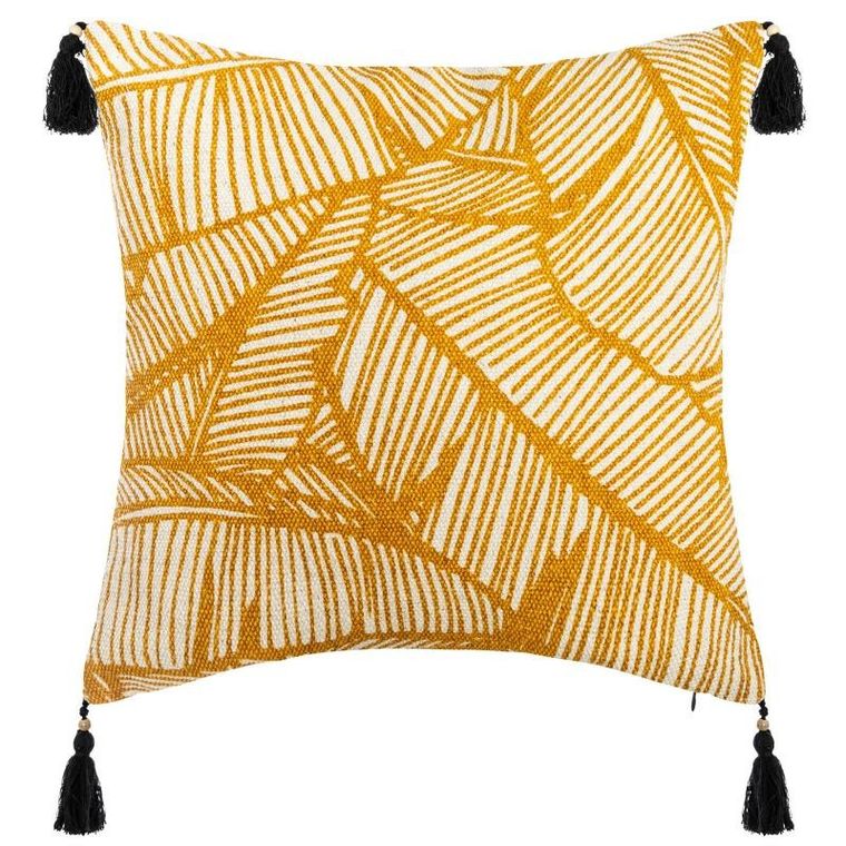 Atmosphera, poszewka dekoracyjna z pomponami, Tropik, 40-40 cm